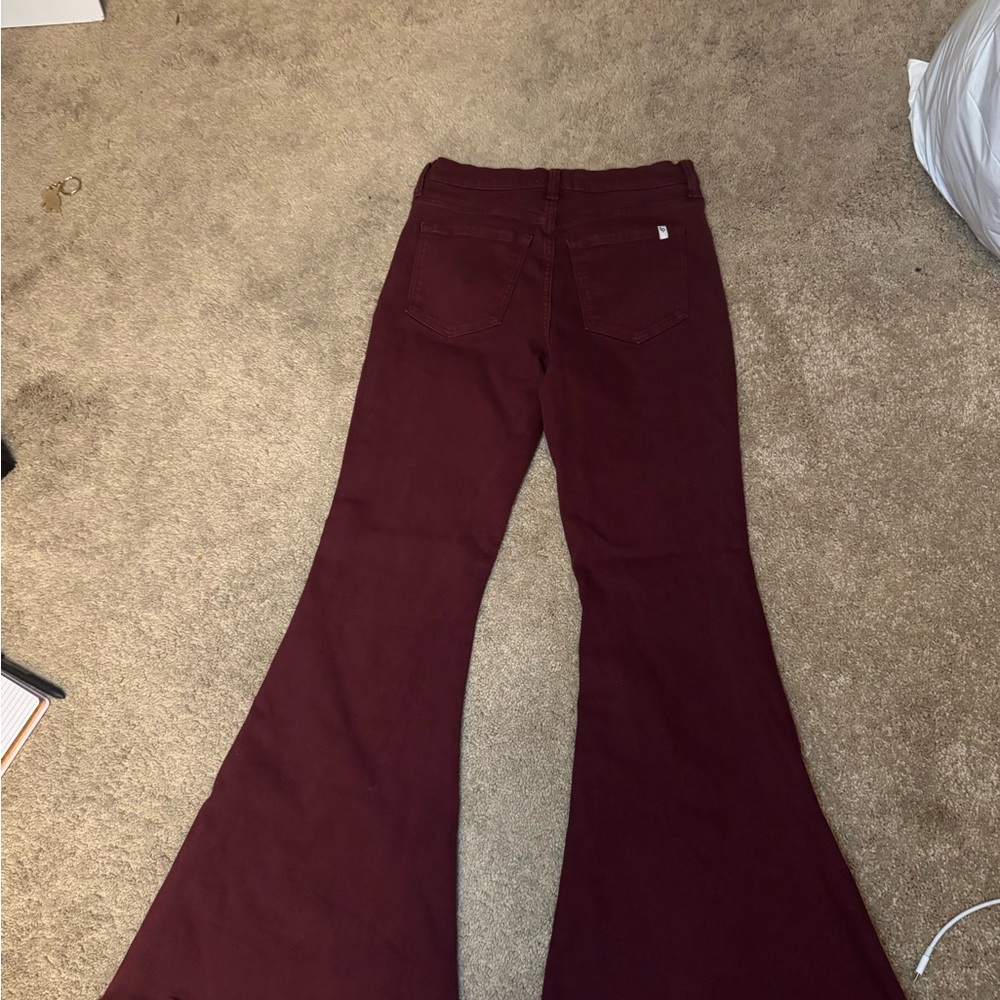Sneak Peek Red Flare Wide Leg Jeans